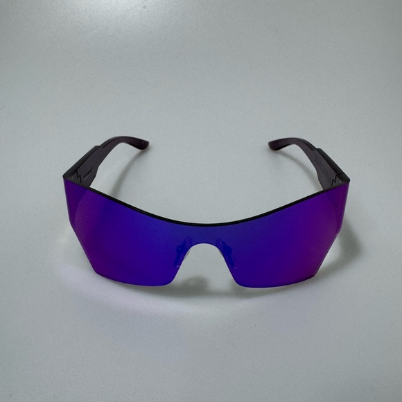 Balenciaga Mirrored Shield Sunglasses Blue Multi - Picture 1 of 10